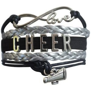 Girls Cheer Bracelet - Black & Silver